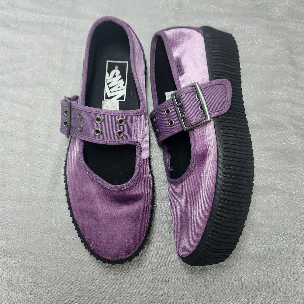 Vans Mary Jane Purple Velvet Platform Creeper Grunge Spirit Grape Jam 8 Goth